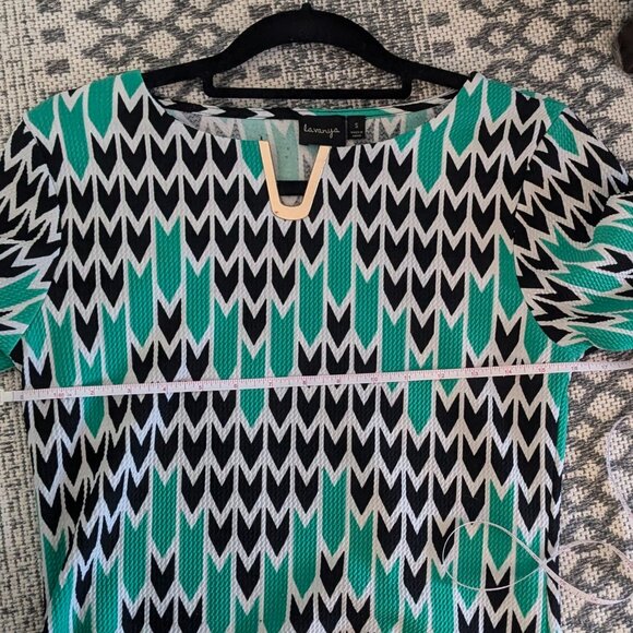 La Vanya 3/4 Sleeve Patterned Tunic Blouse size Small - Picture 5 of 8